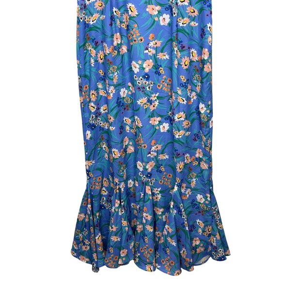 LaRoque Blue Floral Midi Dress XS NWT Ruffle Hem Romantic Cottagecore Boho - Picture 4 of 9